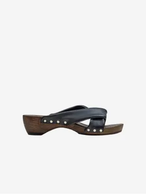 Grape Leather Vegan Wooden Clogs | Black