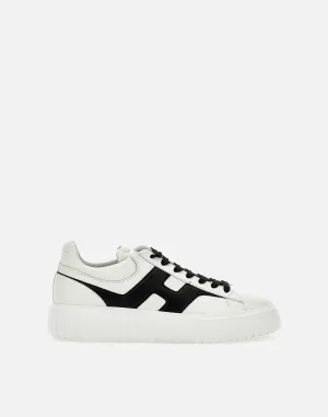 H-Stripes Men's Leather Sneakers Black and White