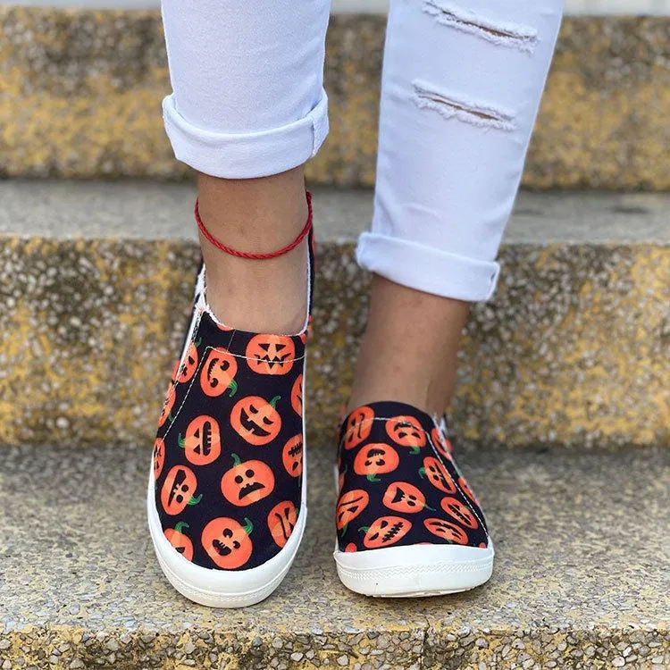 Halloween Pumpkin Skull Sneakers