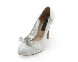 High Heels Pointed Toe White Lace Sexy Wedding Bridal Shoes, SY0118