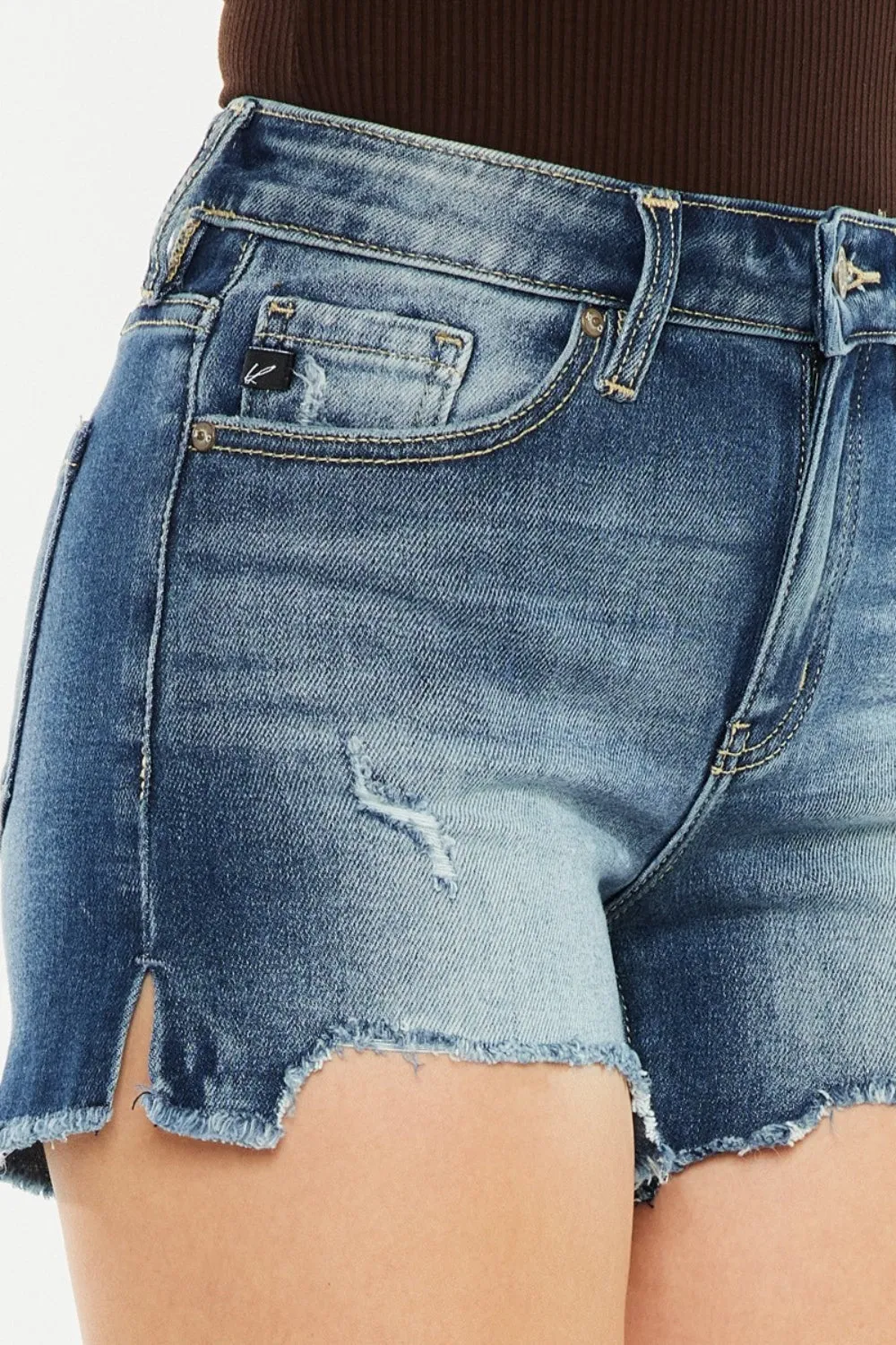 High Waist Raw Hem Denim Shorts