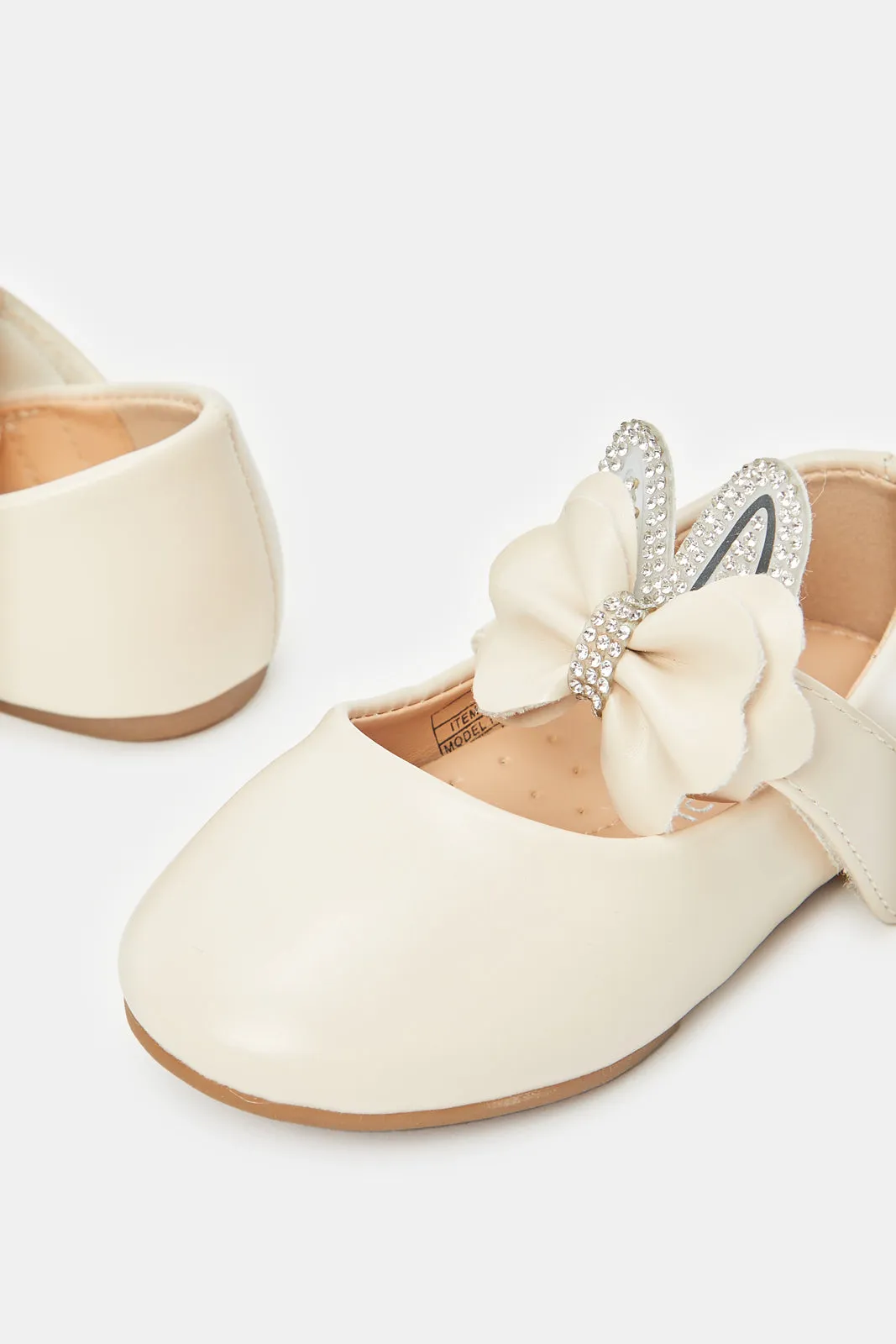 Infant Girls Cream Diamante Ballerina