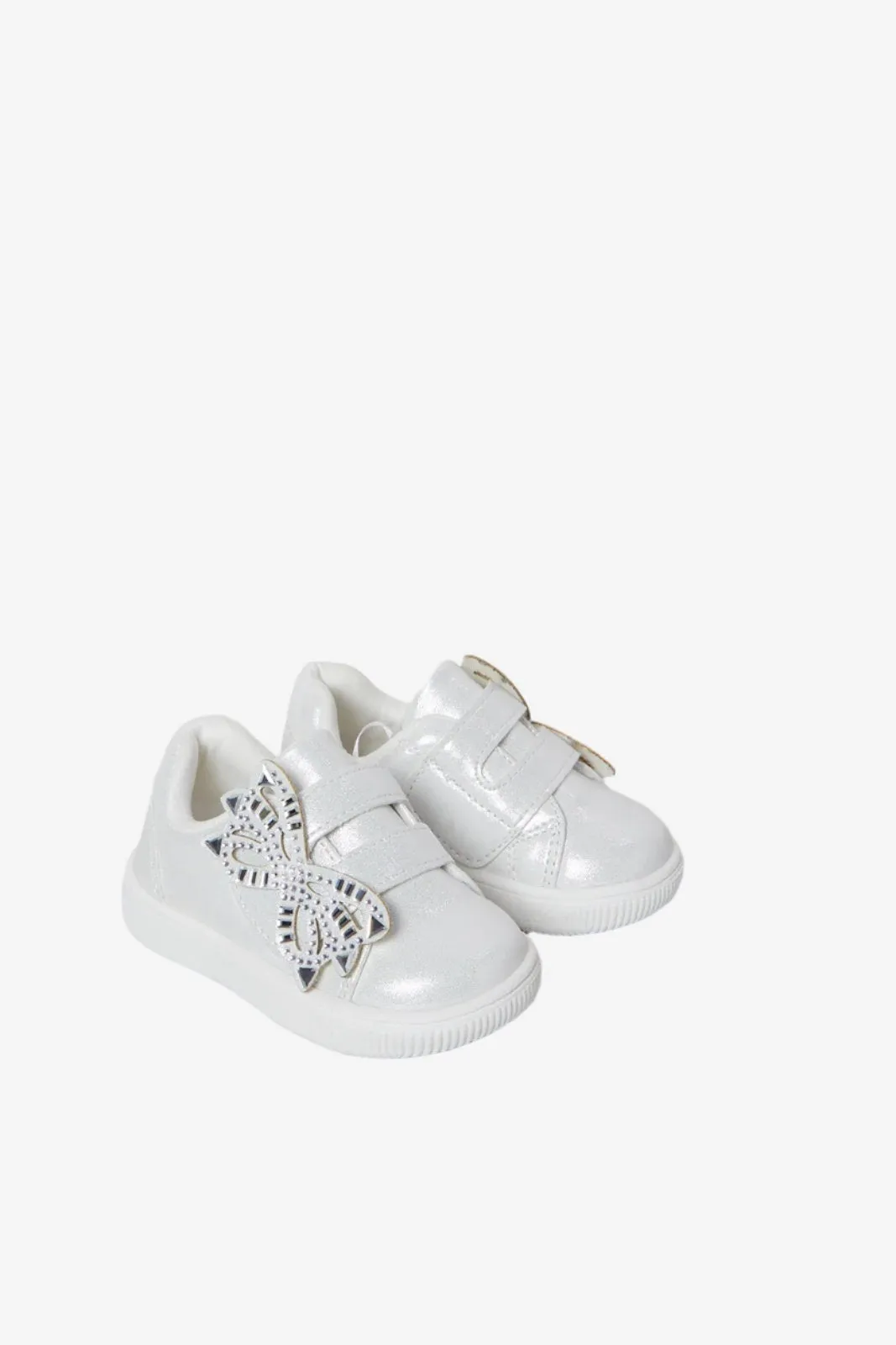 Infant Girls Silver Butterfly Sneakers