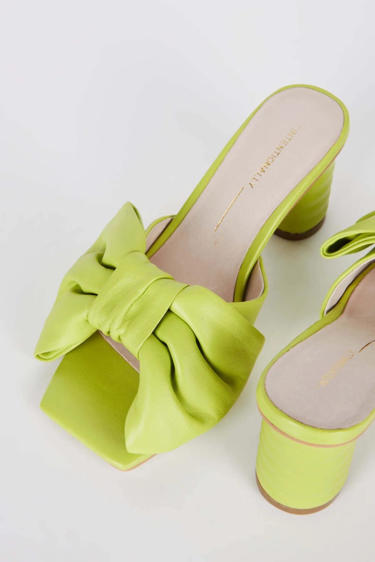 Intentionally Blank Kriselda Leather Heel in Neon Lime