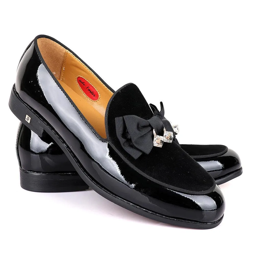 John Foster Upper Suede Patent Leather Black Shoe