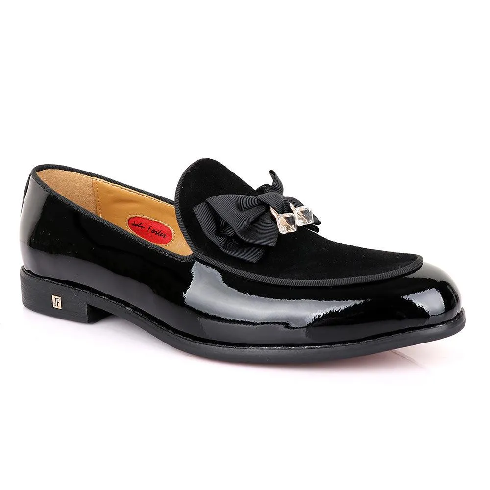 John Foster Upper Suede Patent Leather Black Shoe