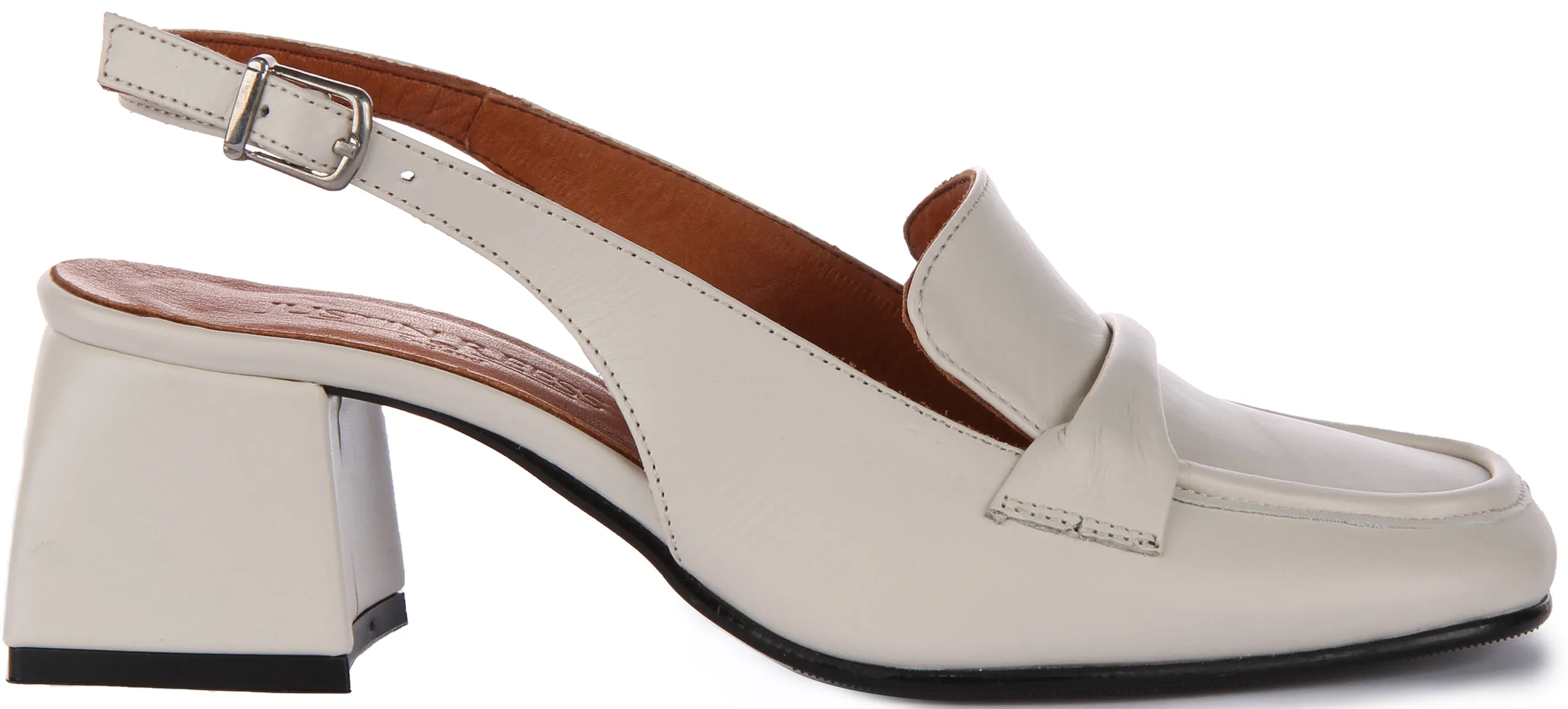 Justinreess England Elliana Open Back Shoes In Cream For Women