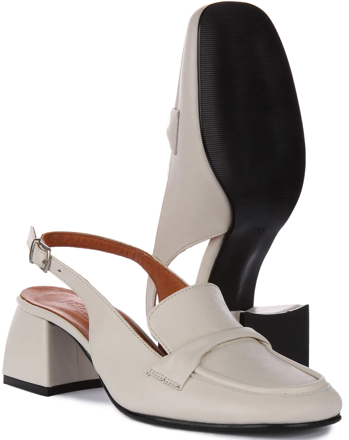 Justinreess England Elliana Open Back Shoes In Cream For Women