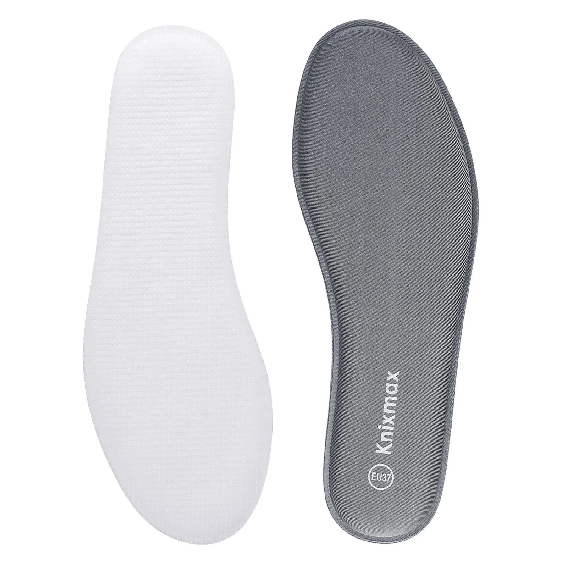 Knixmax Men's Memory Foam Insoles, Grey, for Athletic Shoes & Sneakers