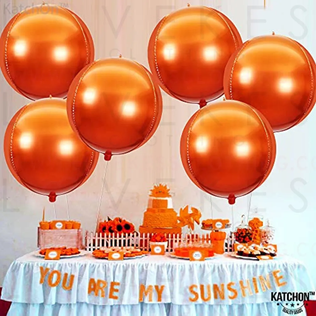 Large, Burnt Orange Balloons Foil - 22 Inch, Pack of 6 Metallic Orange Balloons for Thanksgiving Decorations | Orange Foil Balloons | Thanksgiving Balloons | Thanksgiving Foil Balloons for Birthday