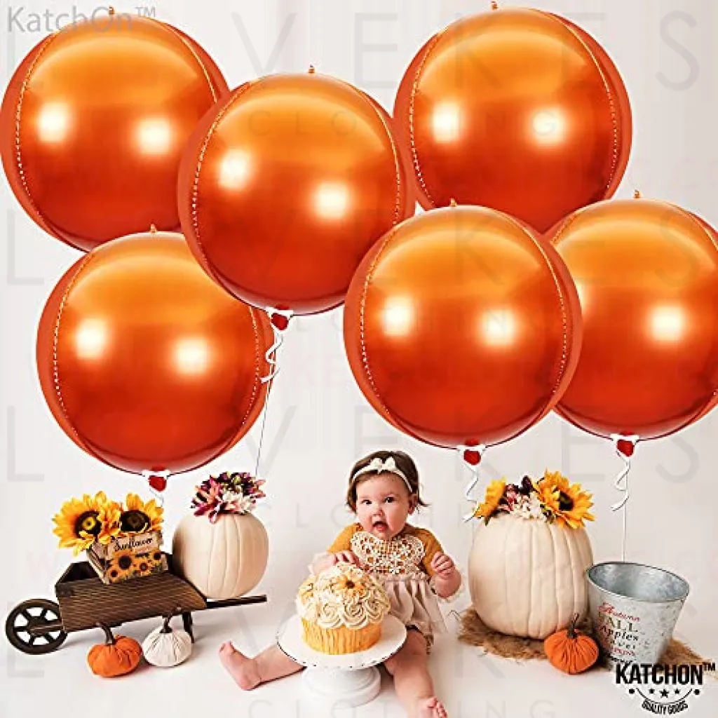 Large, Burnt Orange Balloons Foil - 22 Inch, Pack of 6 Metallic Orange Balloons for Thanksgiving Decorations | Orange Foil Balloons | Thanksgiving Balloons | Thanksgiving Foil Balloons for Birthday