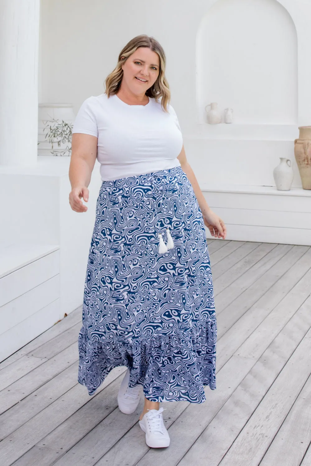 Long Skirt - Blue Swirl