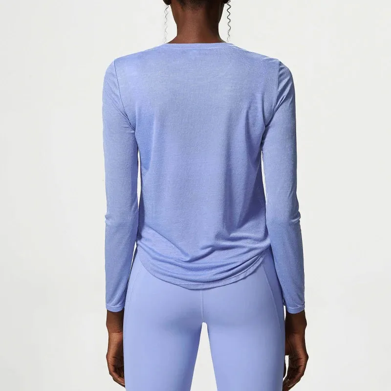 Long Sleeve  Side Pleated Loose Workout Top