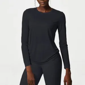 Long Sleeve  Side Pleated Loose Workout Top