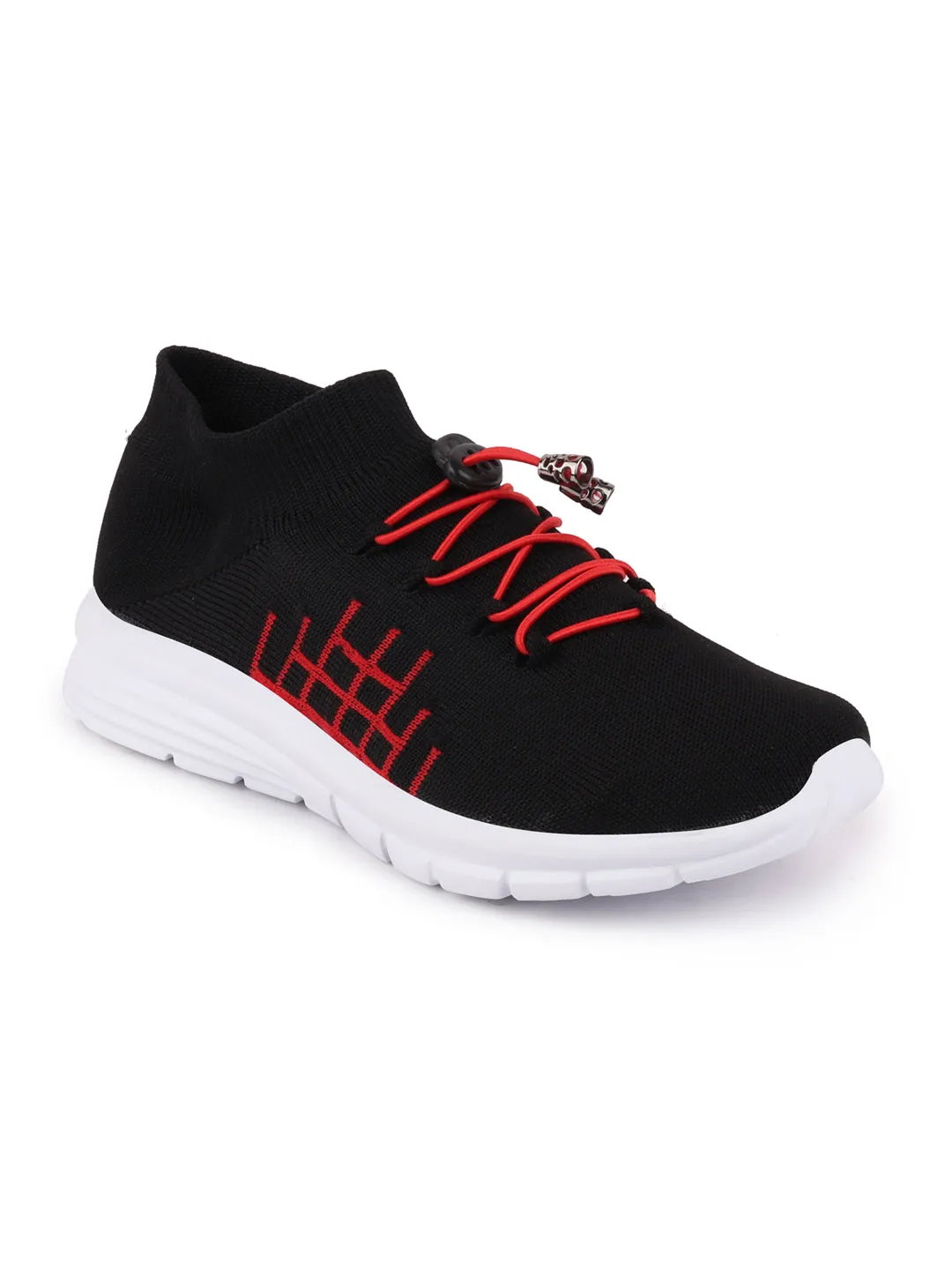 Men Black Sports Lace-Up Walking Shoes