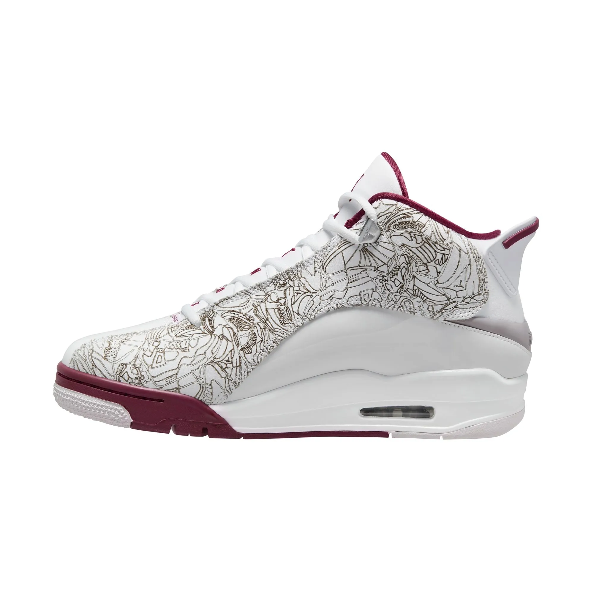 Men's Air Jordan Dub Zero - WHITE/CHERRYWOOD RED-METALLIC SILVER