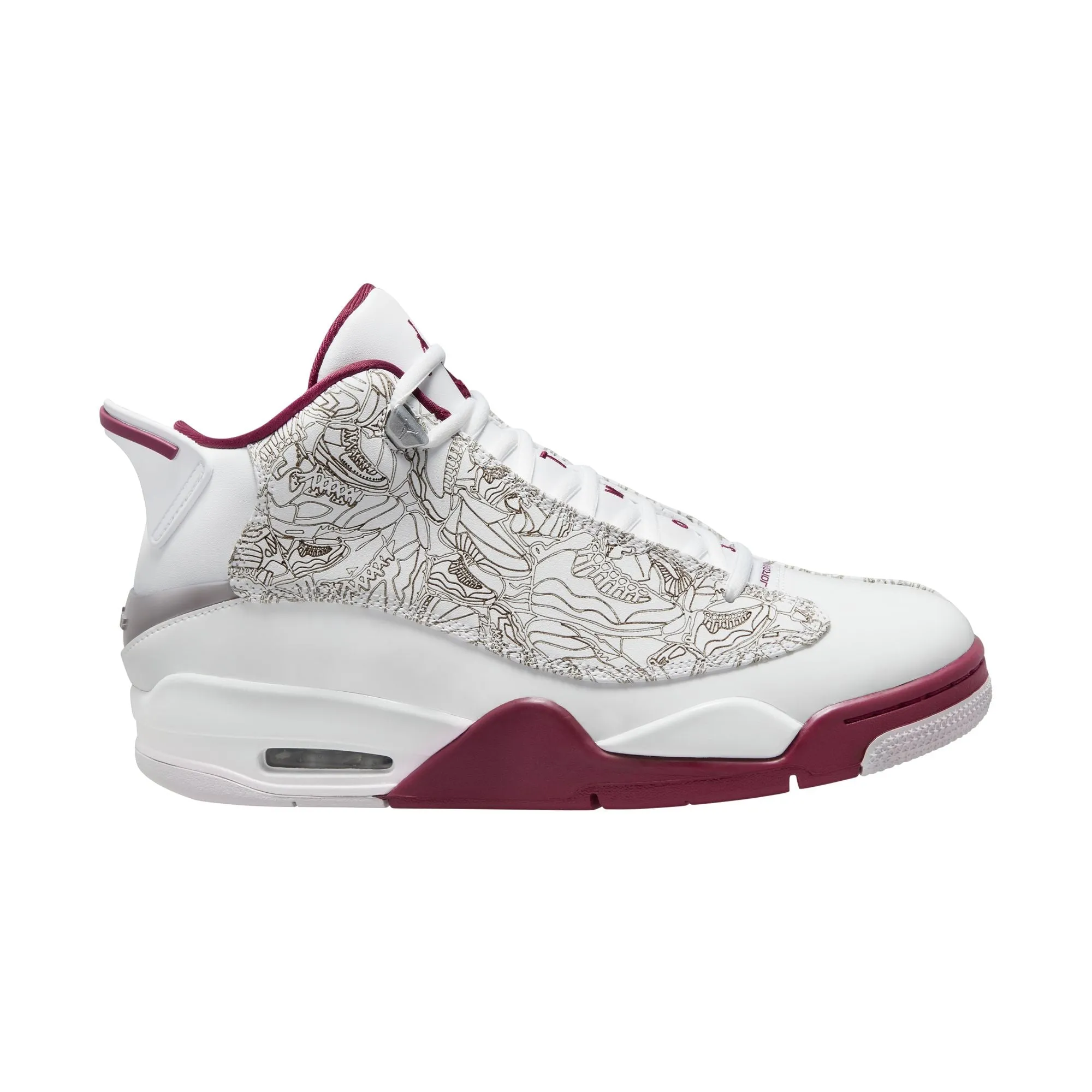 Men's Air Jordan Dub Zero - WHITE/CHERRYWOOD RED-METALLIC SILVER