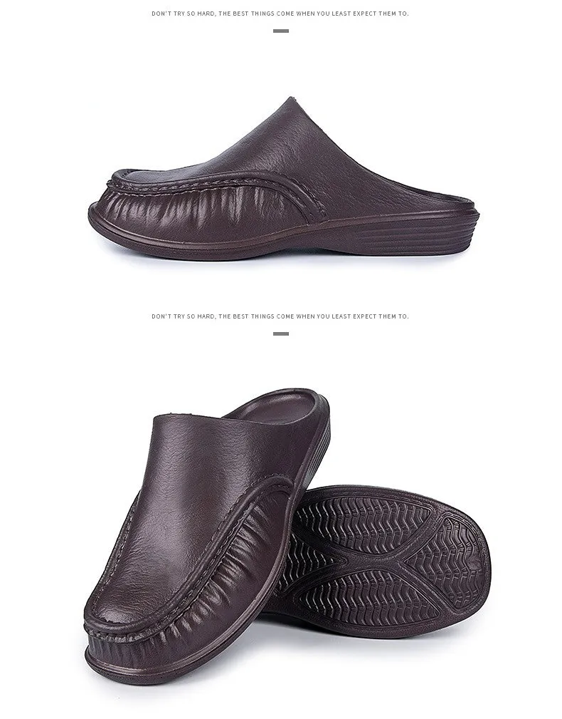 Men's leather slippers; leather shoes; men's casual shoes; breathable shoes