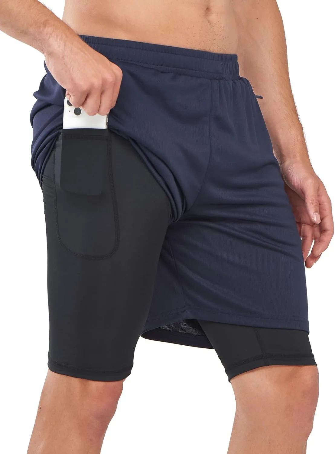 Men's Mesh 2 in 1 Workout Running Shorts 7" Athletic Gym Shorts