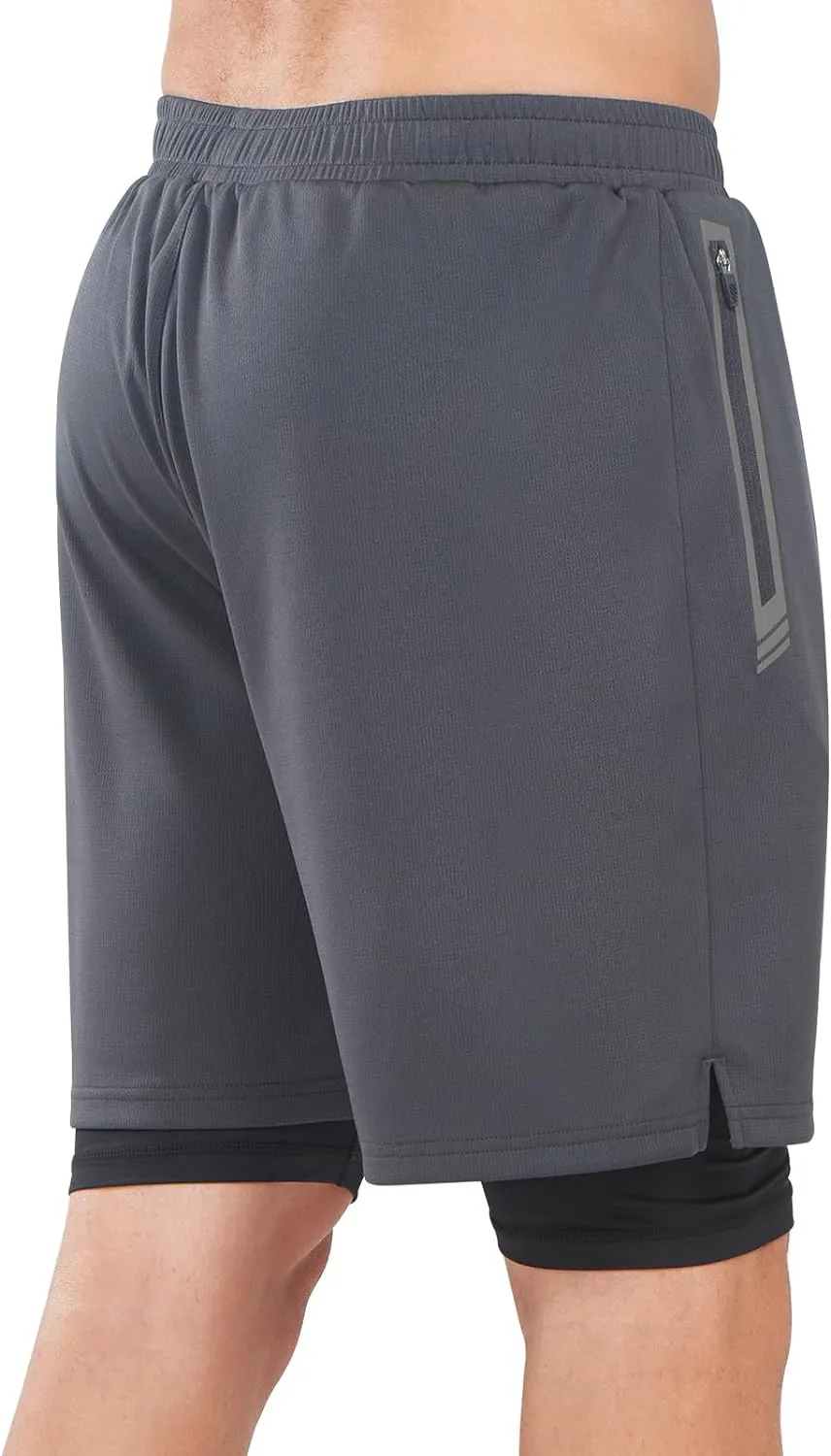 Men's Mesh 2 in 1 Workout Running Shorts 7" Athletic Gym Shorts