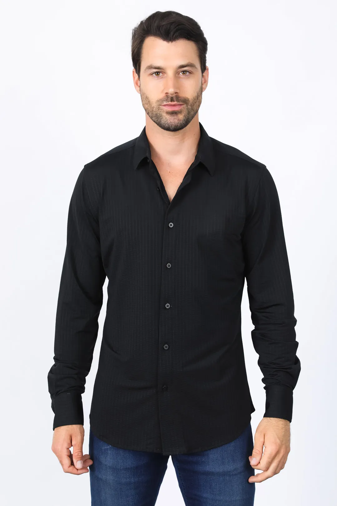 Men’s Modern Fit Stretch Dress Shirt - Black