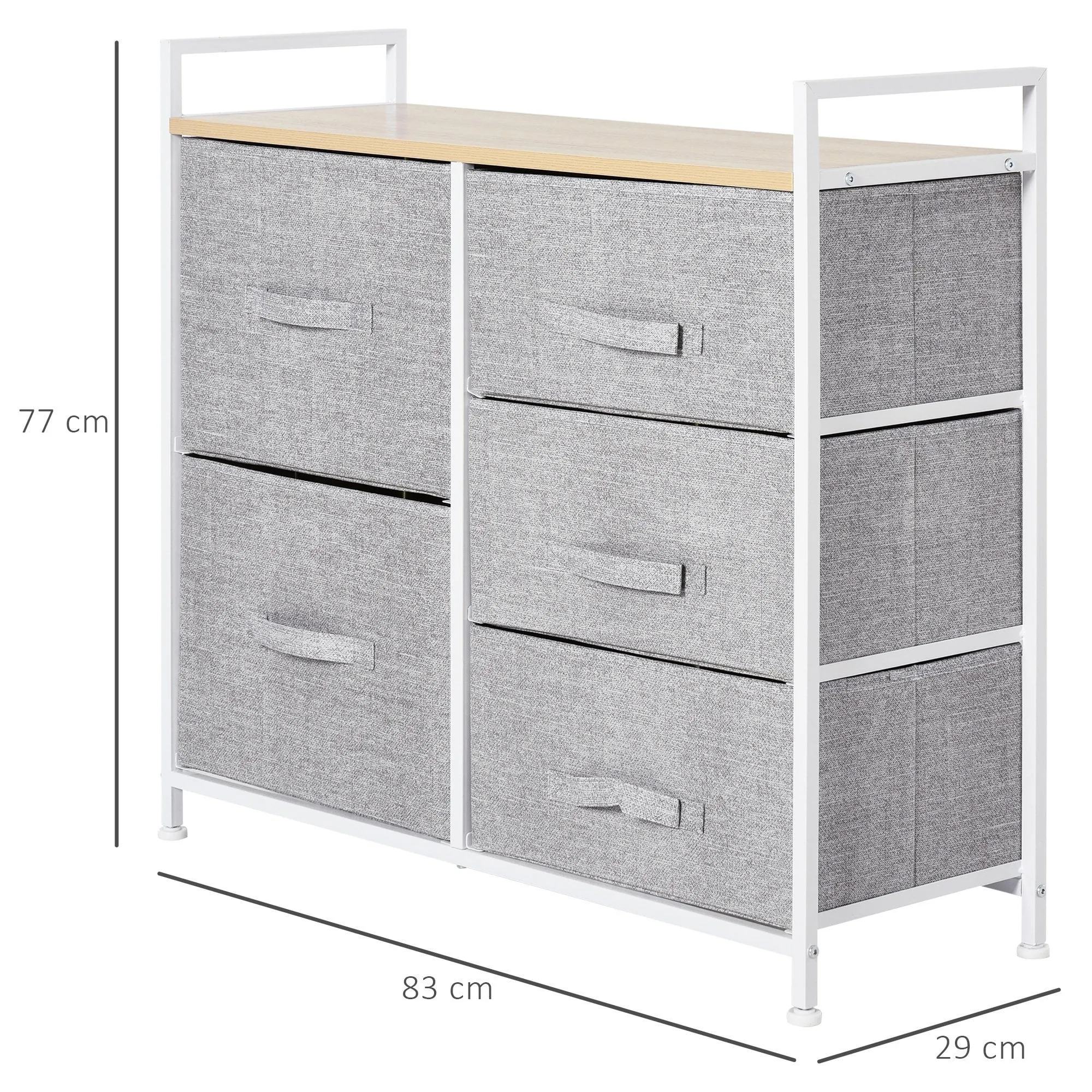 Metal Frame 5-Fabric Drawer Home Storage Unit Grey