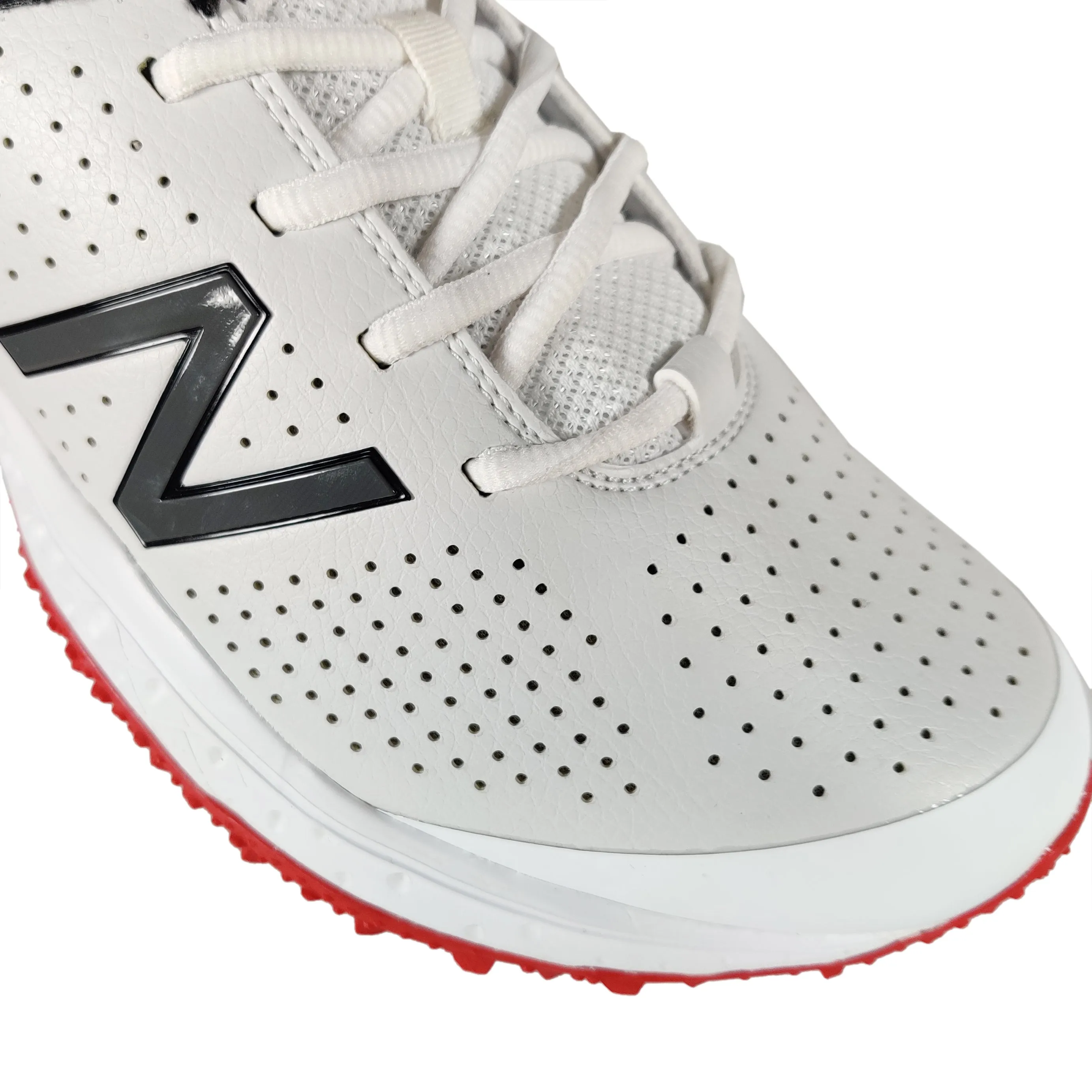 New Balance CK4020K4 Rubber Spike Cricket Shoes, White/Black/Red