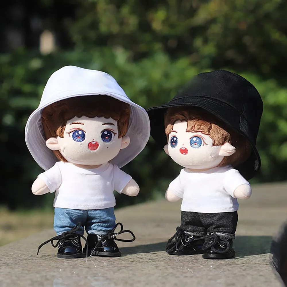 niannyyhouse 10cm 15cm 20cm Doll Clothes Hat T-shirts Jeans Leather Shoes Fisherman's Hat Set Stuffed Plush Toy Accessories