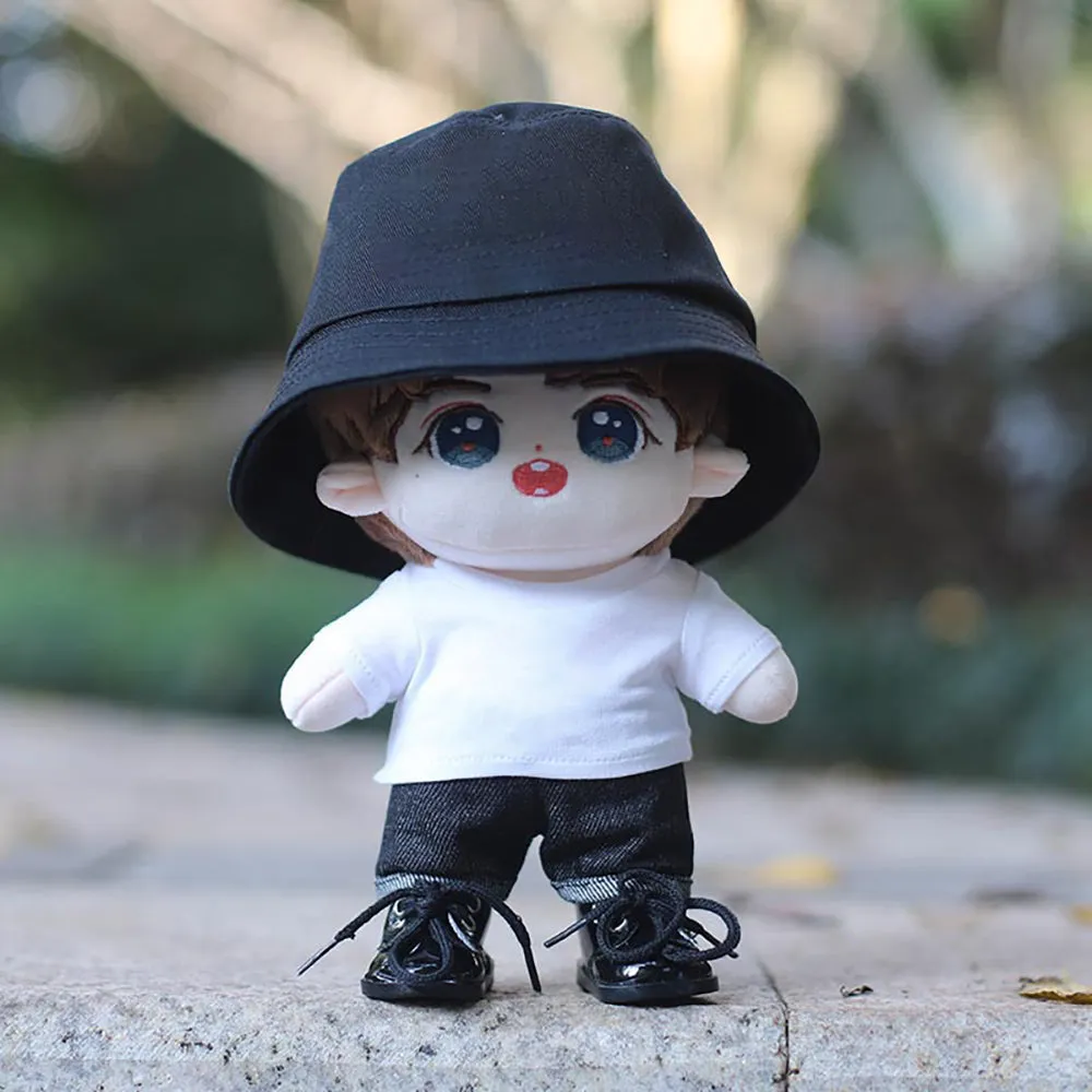 niannyyhouse 10cm 15cm 20cm Doll Clothes Hat T-shirts Jeans Leather Shoes Fisherman's Hat Set Stuffed Plush Toy Accessories