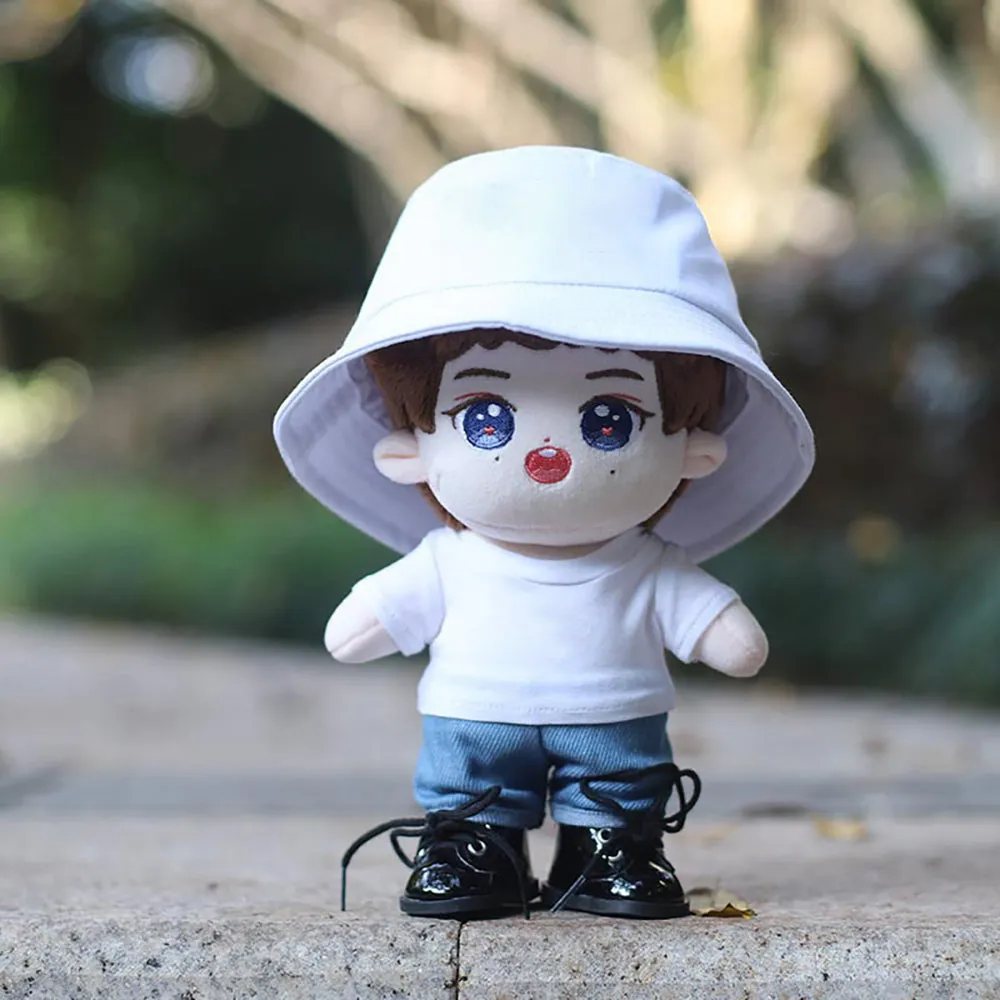 niannyyhouse 10cm 15cm 20cm Doll Clothes Hat T-shirts Jeans Leather Shoes Fisherman's Hat Set Stuffed Plush Toy Accessories