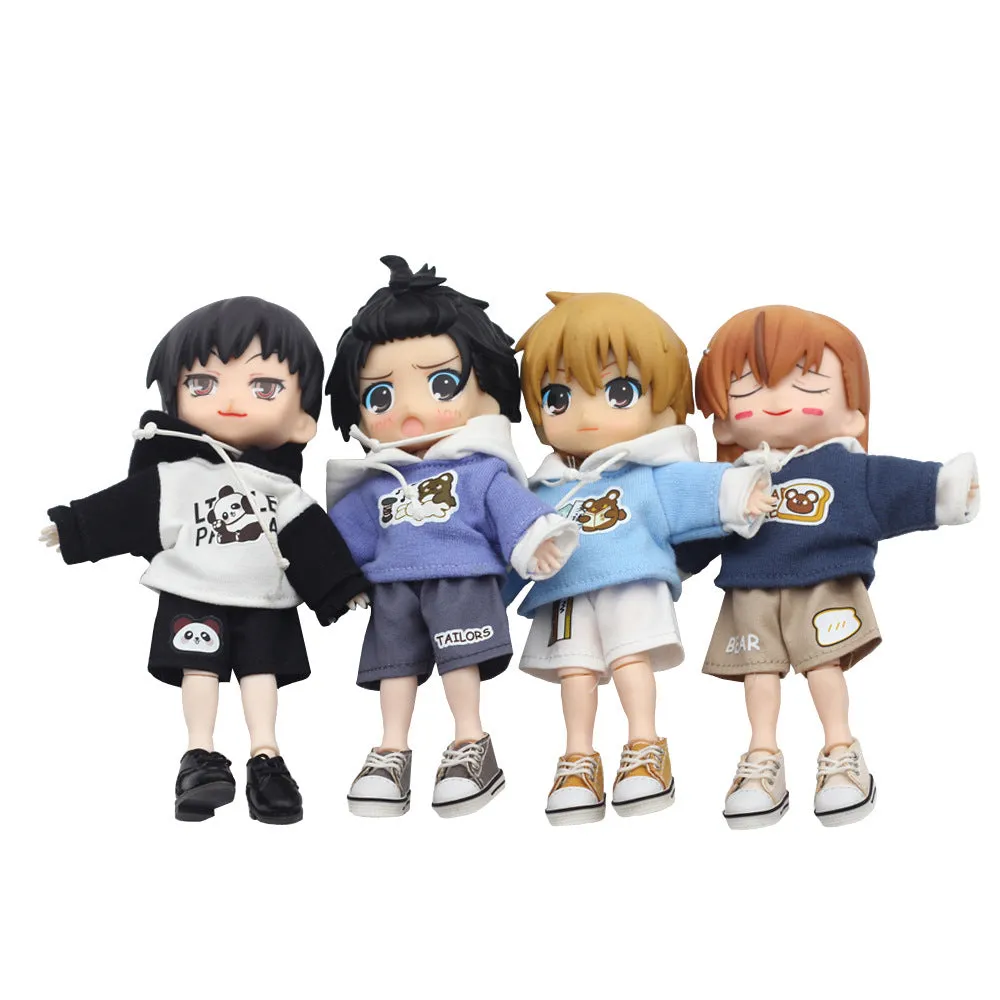 niannyyhouse 1/12 BJD OB11 Doll Clothes Hoodie Shorts Canvas Shoes Doll Dressup