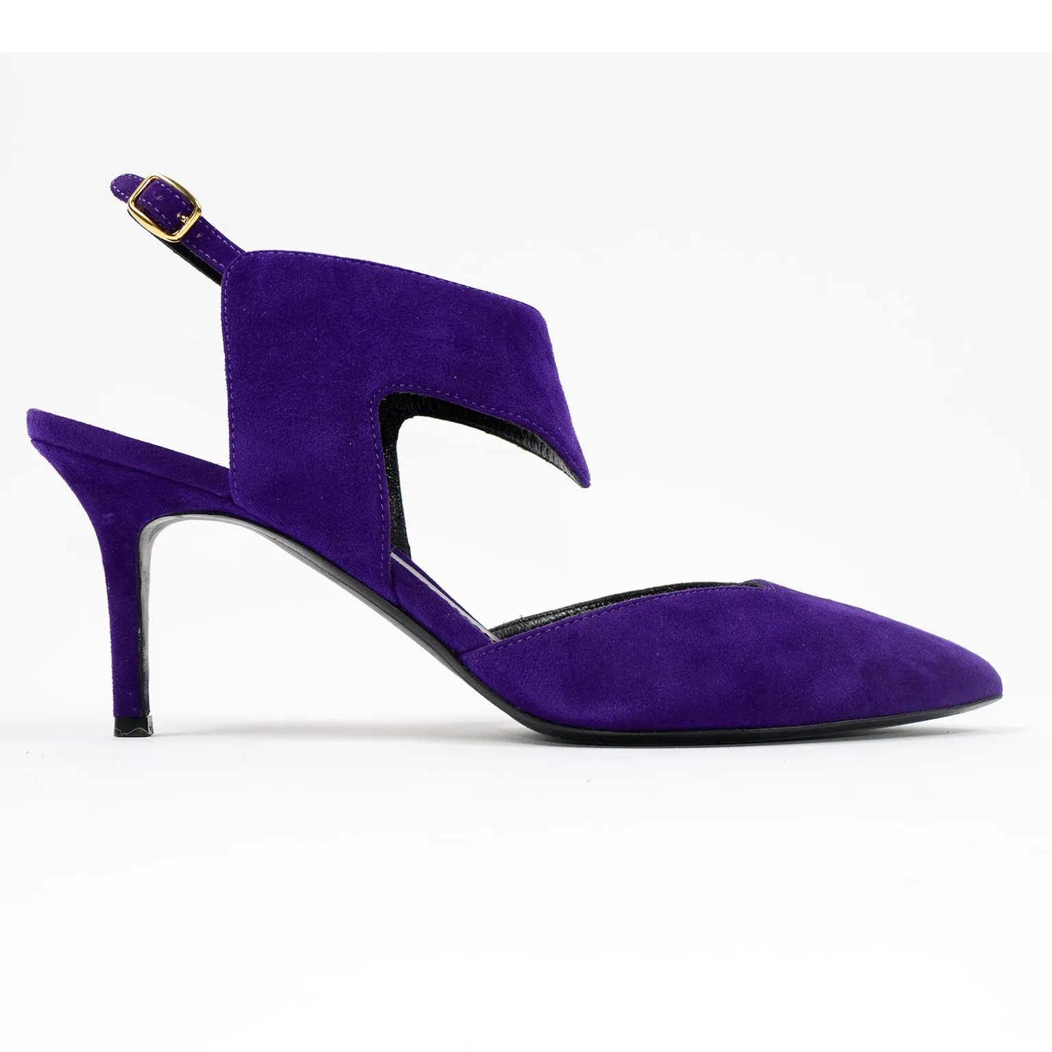 Nicholas Kirkwood Shoes Purple Suede Pointed Toe Slingback Heels