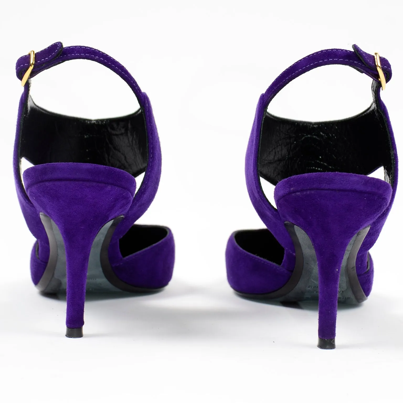 Nicholas Kirkwood Shoes Purple Suede Pointed Toe Slingback Heels