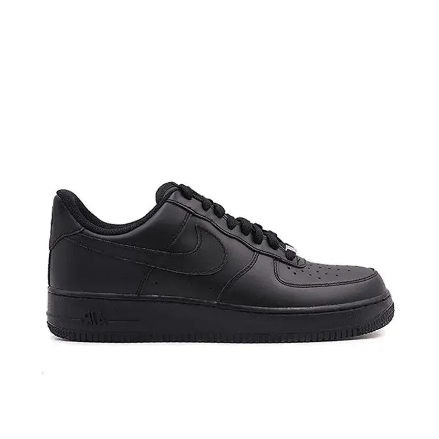 Nike Black White Air Force One Comfortable and versatile non-slip wear-resistant low-top Board Shoes