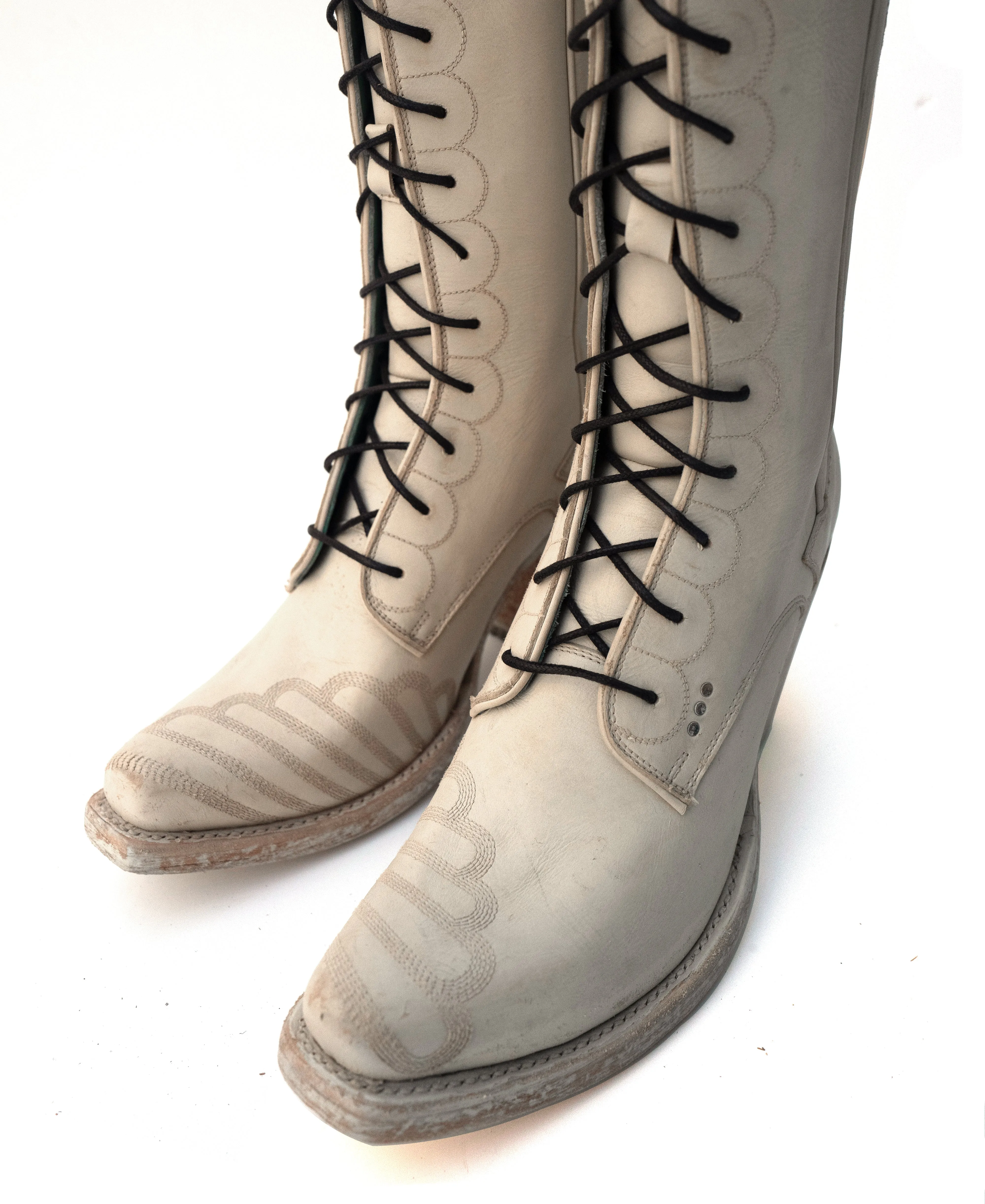 No.2102 CRESCENT lace-up eastern boot pskaufman... x Me _ Bone Playa leather womens