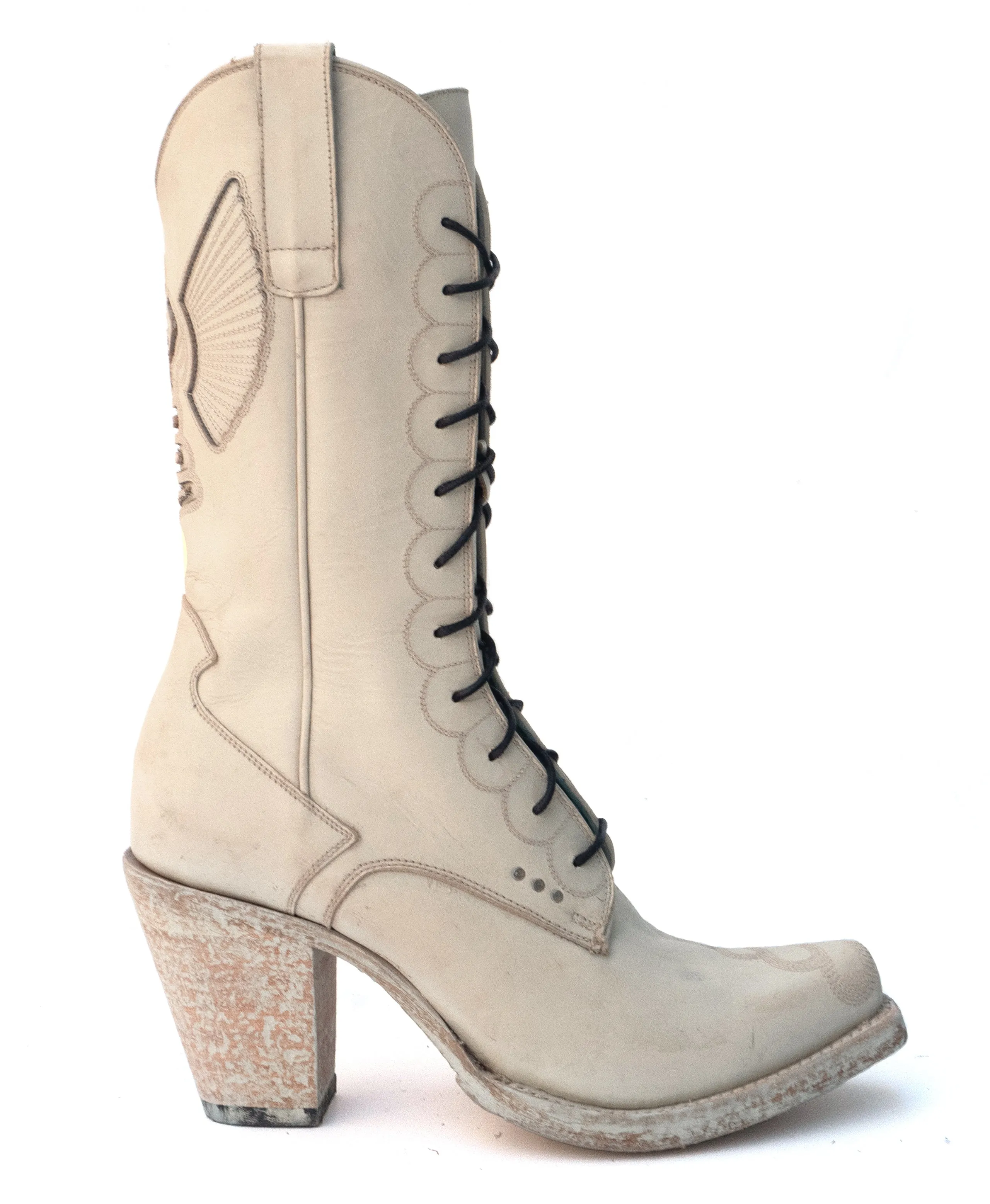 No.2102 CRESCENT lace-up eastern boot pskaufman... x Me _ Bone Playa leather womens