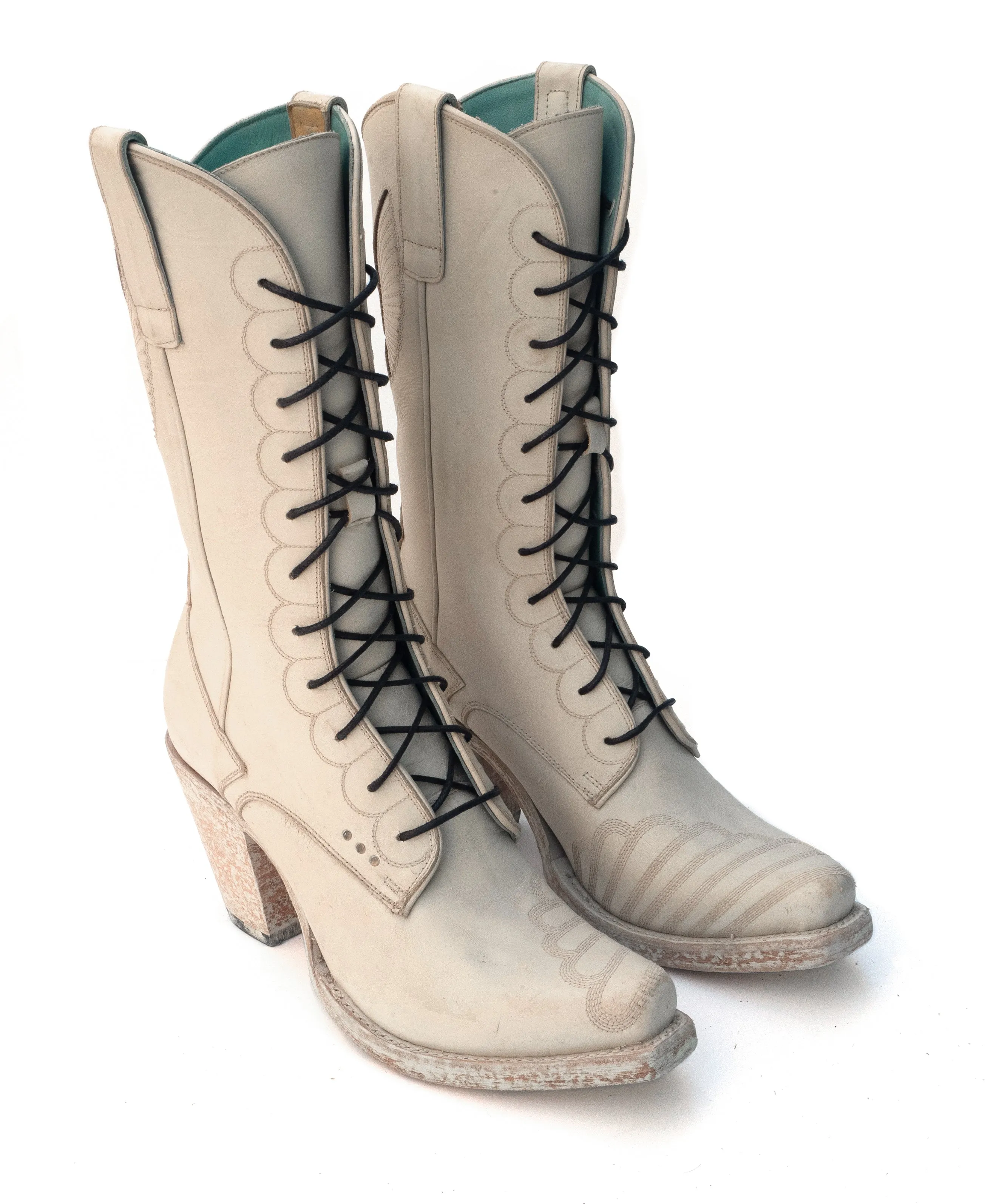 No.2102 CRESCENT lace-up eastern boot pskaufman... x Me _ Bone Playa leather womens