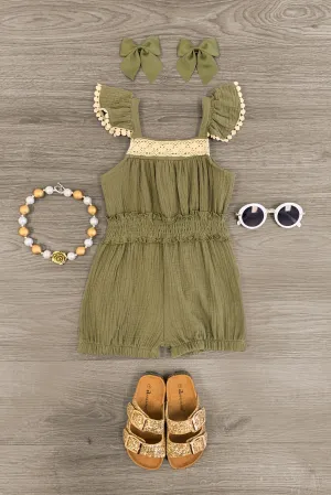 Olive & Lace Tank Sleeve Romper