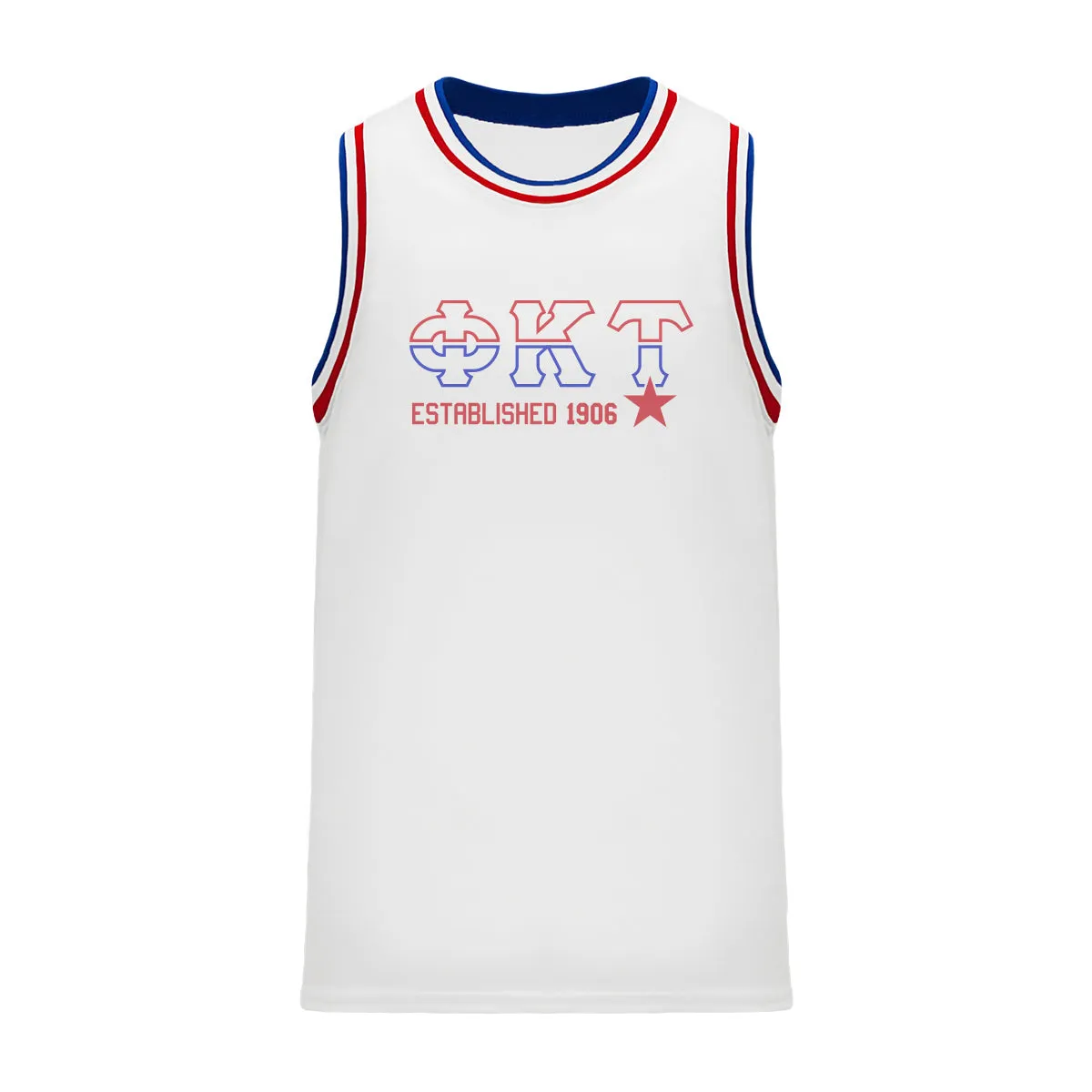 Phi Tau Retro Block Basketball Jersey