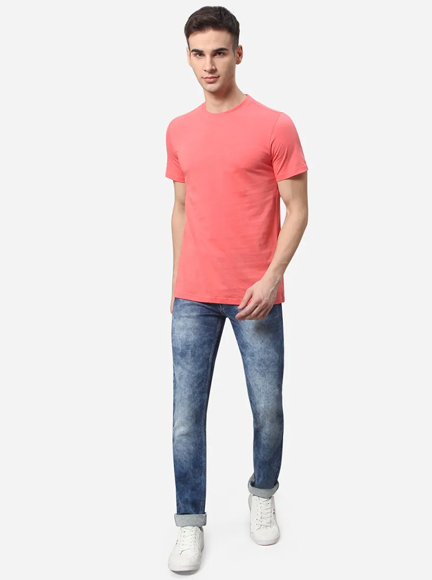 Pink Solid Slim Fit T-Shirt | JadeBlue