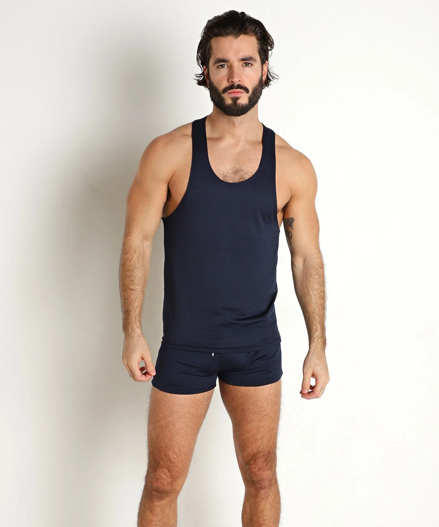 Pique Mesh Performance Workout Tank Top (Navy)