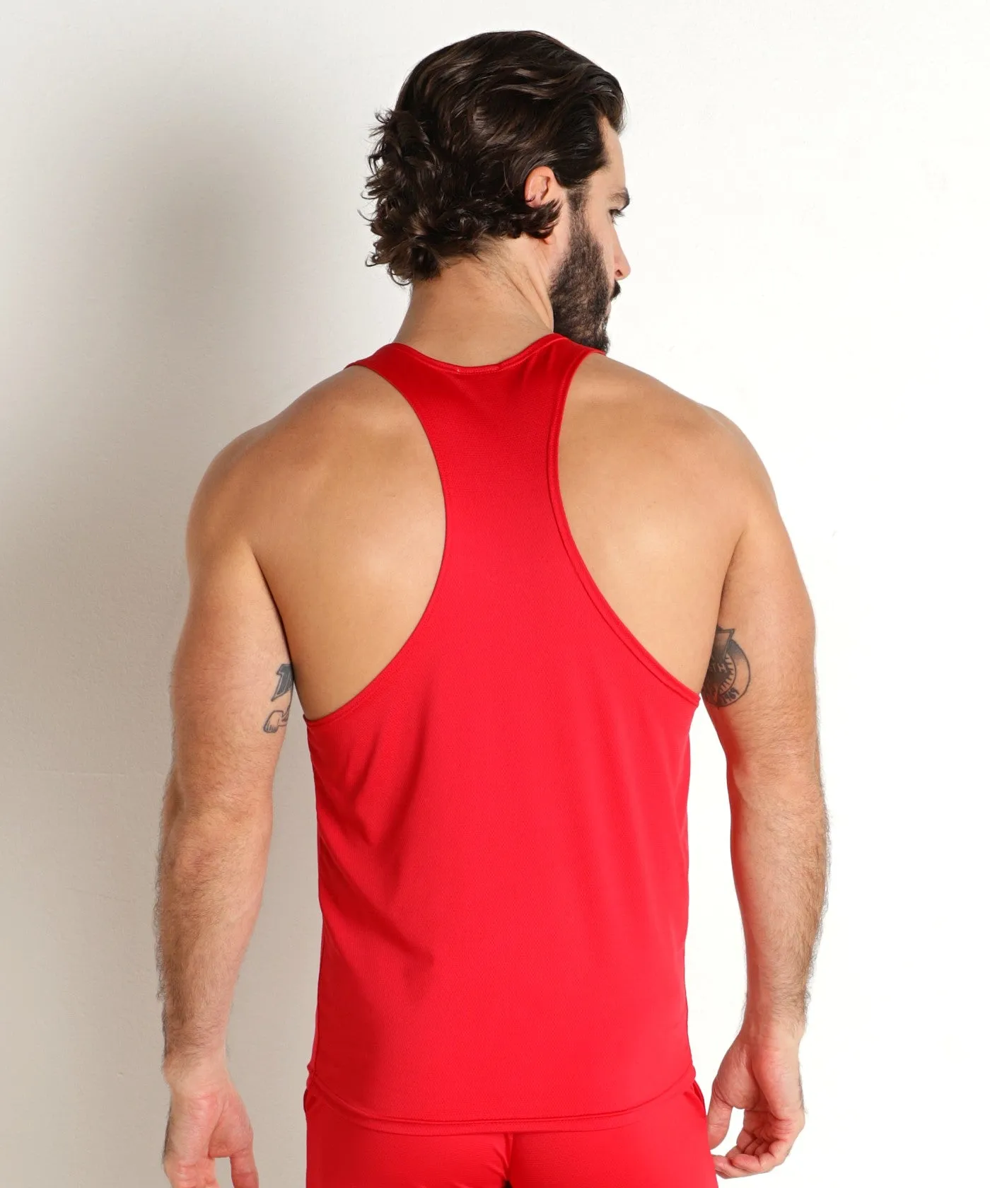 Pique Mesh Performance Workout Tank Top (Red)