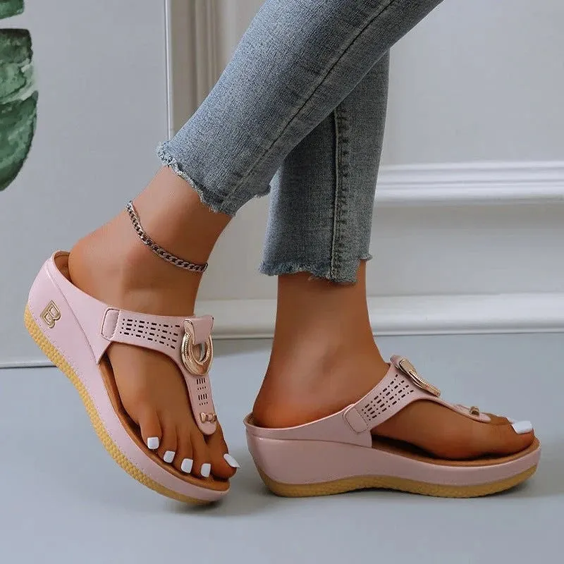 Rome Summer Women Flip Flops Wedges 🎁 Thick Slipper (BUY TWO FREE SHIPPING)