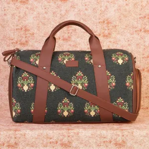 Royal Green Mogra Print Medium Duffel Bag