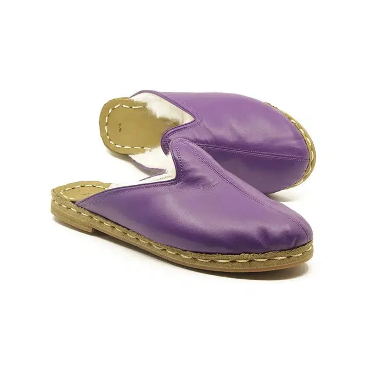 Sheepskin Furry Purple Men's Slippers