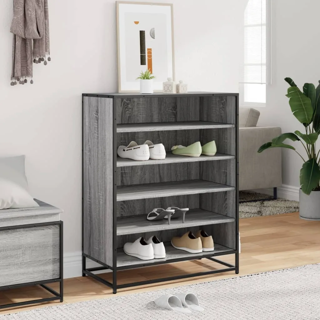 Shoe Cabinet Grey Sonoma 75x38x97.5 cm Engineered Wood and Metal