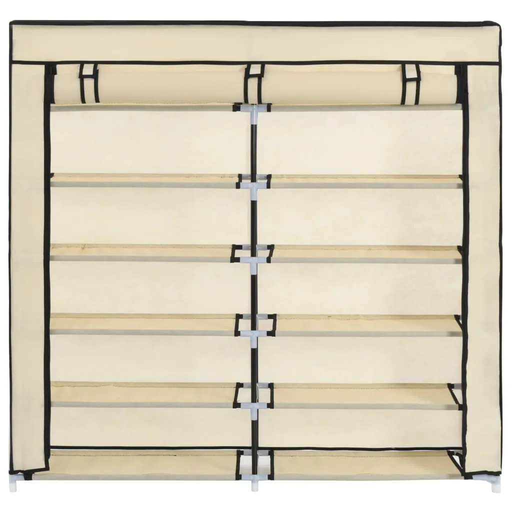 Shoe Cabinet with Cover Cream 115x28x110 cm Fabric