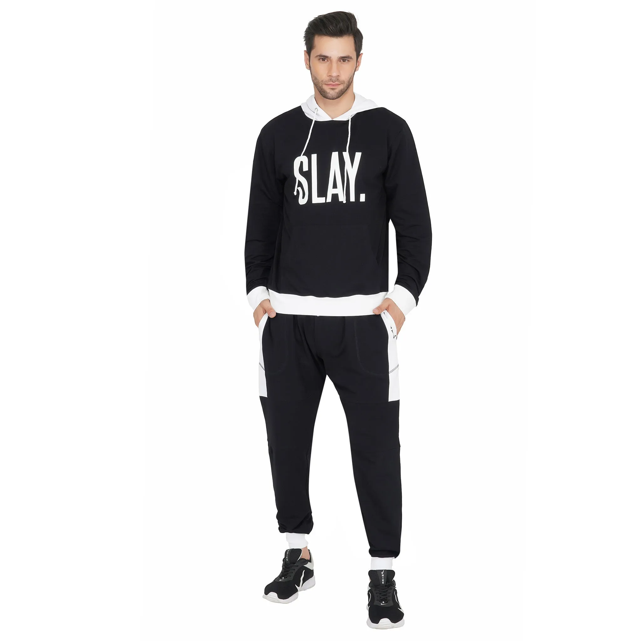 SLAY. Classic Men's Colorblock Black & White Tracksuit