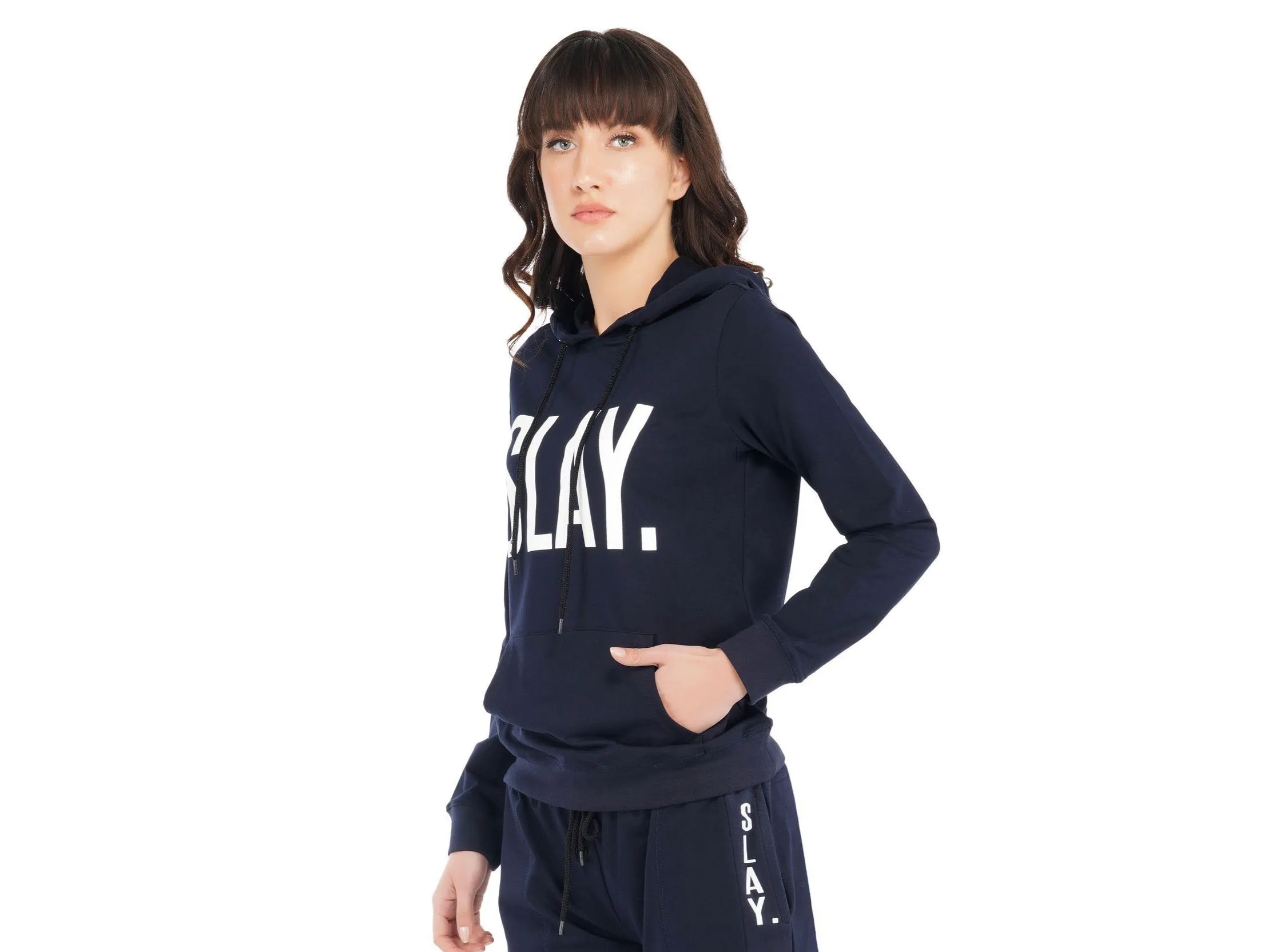 SLAY. Classic Women's Navy Blue Hoodie