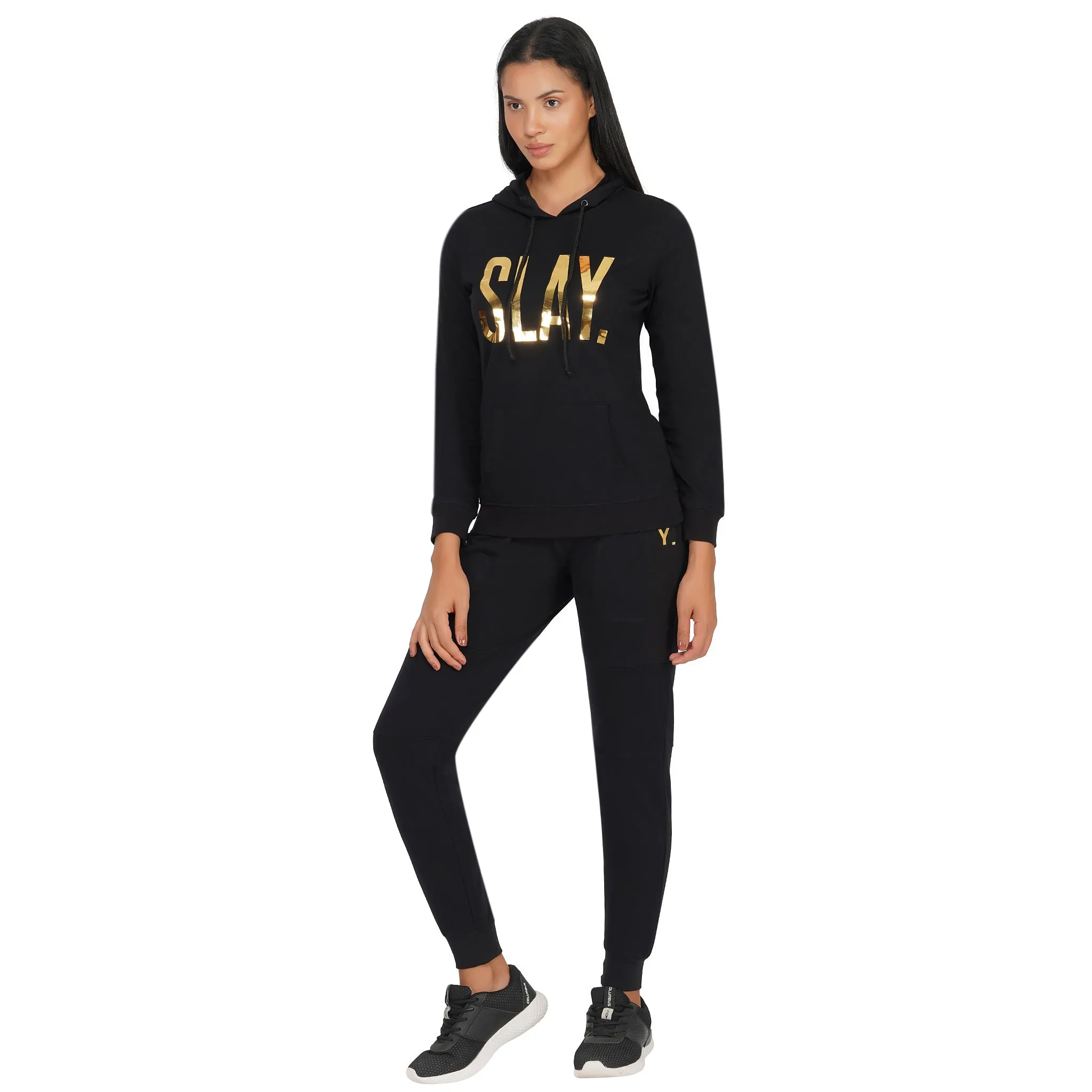 SLAY. Women's Limited Edition Gold Foil Reflective Print Tacksuit - Hoodie & Jogger Co-ord Set